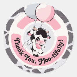 Black Pink Cow Pattern Vielen Dank Runder Aufkleber