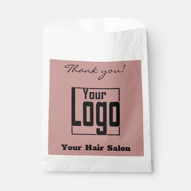 Black Pink Danke! Logo Firmenname Papiertasche Geschenktütchen (Vorderseite)