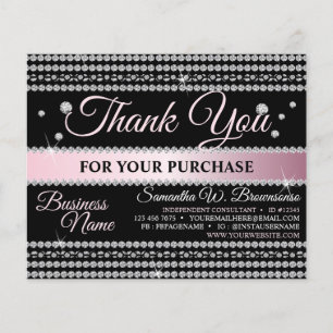 Black Pink Diamond Kalligraphie Juwelen Danke Flyer