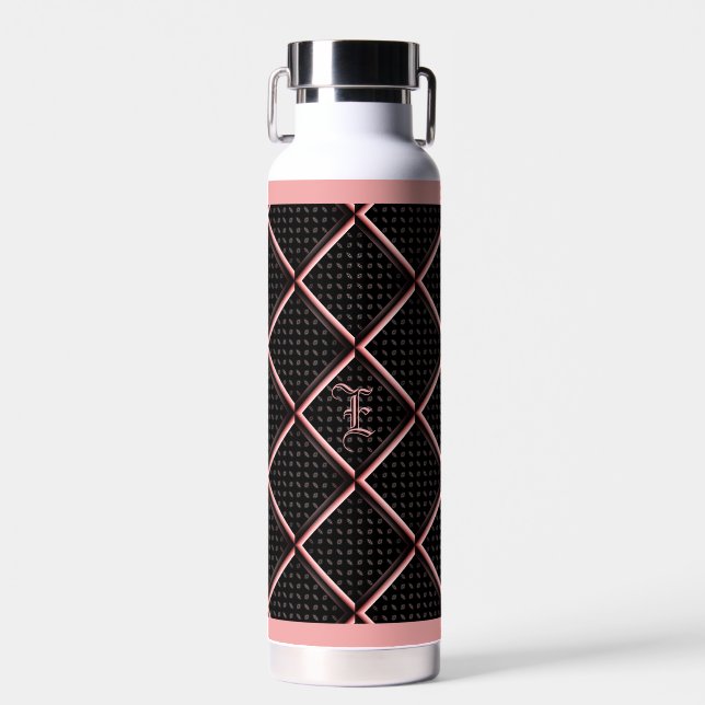 Black Pink Elegant Diamond Trinkflasche (Vorne)