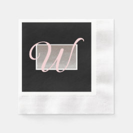 Black Pink Elegant Monogram Paper Napkins Serviette