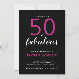 Black Pink Fifty and Fabulous Fiftieth Birthday Einladung
