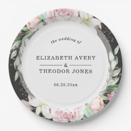 Black Pink Floral Wedding Napkins Pappteller