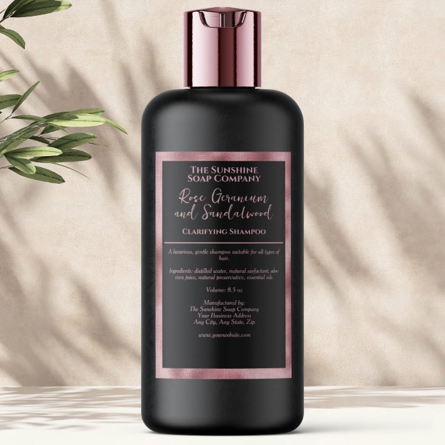 Black Pink foil waterproof cosmetics bottle label Lebensmitteletikett (Von Creator hochgeladen)