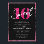 Black Pink Glitzer Glam 16 . Geburtstag Geburtstag Einladung<br><div class="desc">Black Pink Glitzer Glam 16 . Geburtstag Einladung zum Geburtstag</div>