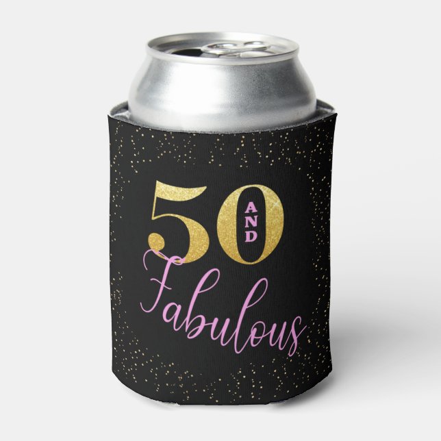 Black Pink Gold Glitzer 50 und fabelhaft B'day Dosenkühler (Kanne Vorderseite)