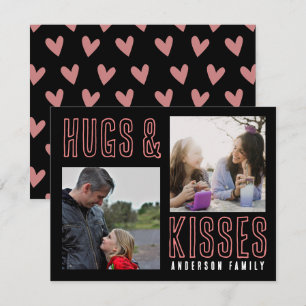 Black Pink Hugs & Kisses 2 Foto Valentine Feiertagskarte