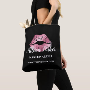 Black Pink Kuss Lippen Makeup Artist Tasche