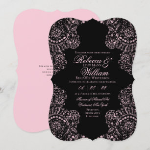 Black Pink Lace Elegante Gotische Hochzeitsfeier E Einladung
