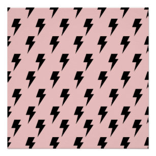 Black Pink Lightning Y2K Indie Bold Wall Decor Poster