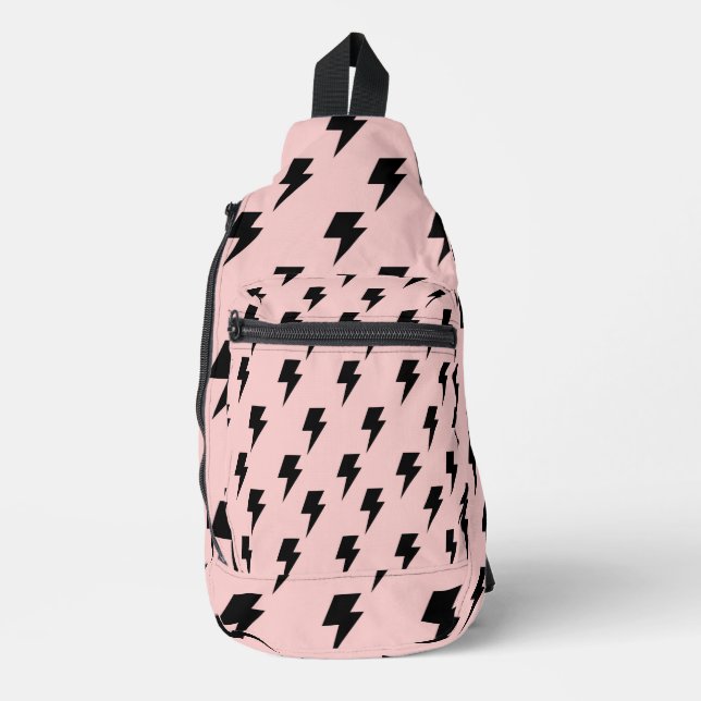 Black Pink Lightning Y2K Indie Jeden Chic Crossbody Bag (Vorderseite)