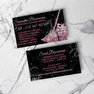 Black Pink Luxury Reinigung Maid Janitorial Visitenkarte