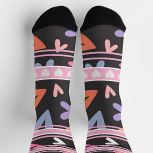 Black & Pink - Name Number Herz Socken