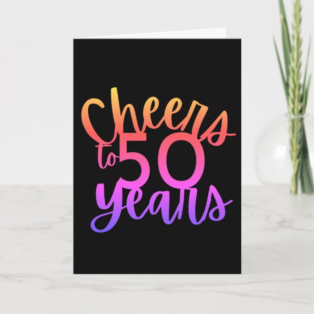 Black Pink Ombre Cheers to 50 Years Karte (Vorderseite)
