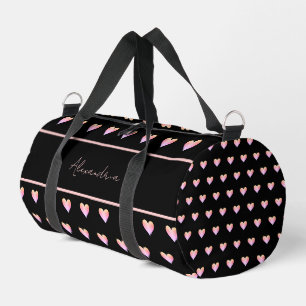 Black Pink Ombre-Herzen Personalisierter Schriftna Duffle Bag