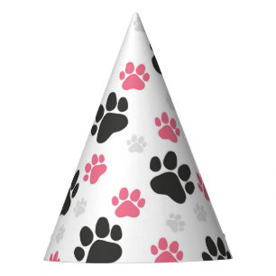 Black Pink Paw Print Dog Owner Puppy Lover Pets Partyhütchen