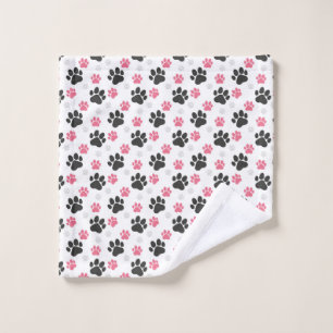Black Pink Paw Print Dog Owner Puppy Lover Pets Waschlappen