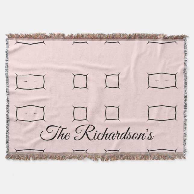 Black Pink Personalized Geometric Minimal Bedding Decke (Vorderseite)