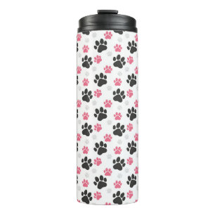 Black Pink Pfotenabdruck Hundebesitzer Hunde Liebh Thermosbecher