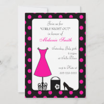 Black Pink Polka Dots Girls Night Out Rosa Kleid