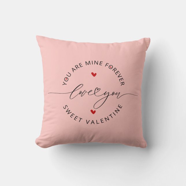 Black Pink Red Einfache Minimalistische Liebe Vale Kissen (Vorderseite)