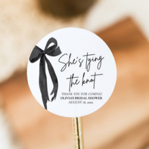 Black Pink Schleife Sie heiratet Bridal Shower Runder Aufkleber