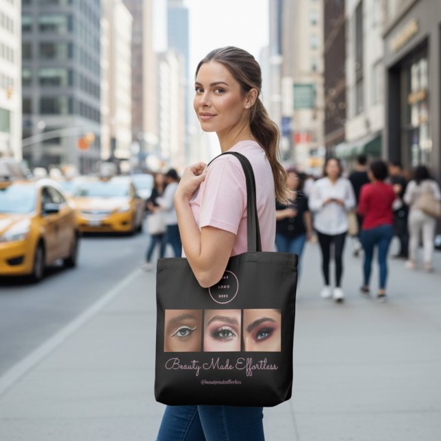 Black Pink Script Logo Photo Makeup Studio Tasche (Von Creator hochgeladen)