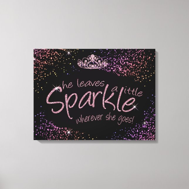 Black & Pink Sie Verlasse ein wenig Sparkle - Crow Leinwanddruck (Vorderseite)