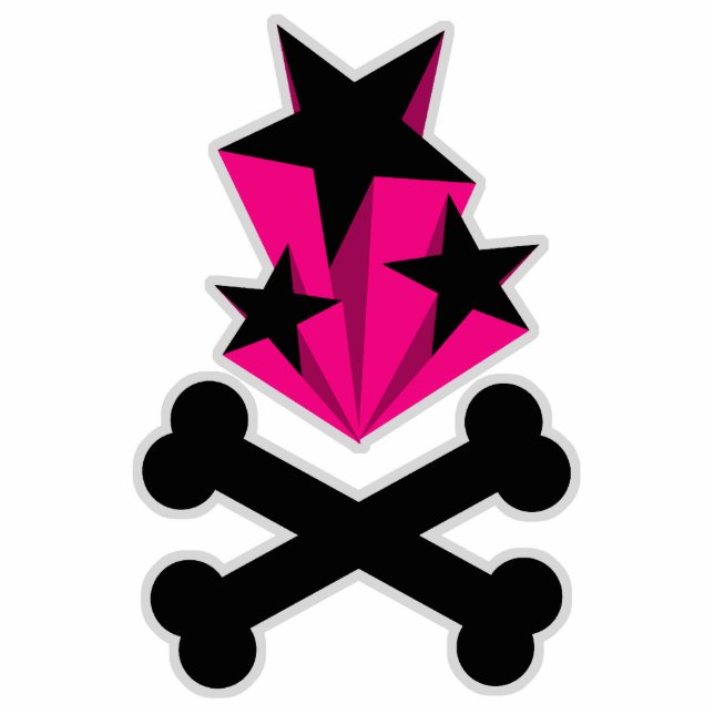 Black Pink Stars Crossbones Freistehende Fotoskulptur (Vorne)
