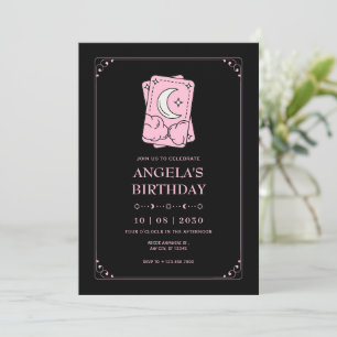 Black Pink Tarot Geburtstag Einladung
