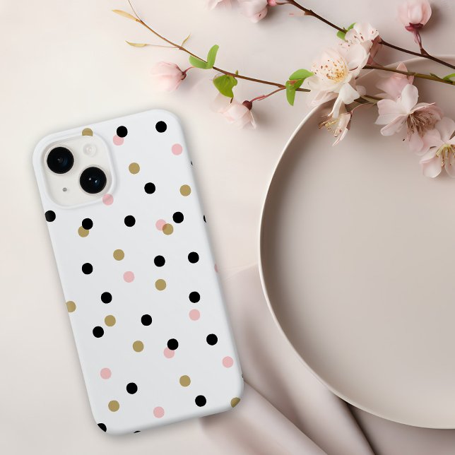 Black Pink und Gold Confetti Punkte Case-Mate iPhone Hülle (Von Creator hochgeladen)