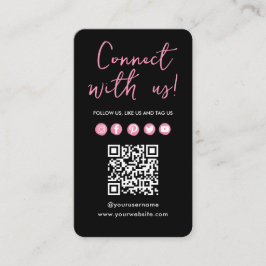 Black Pink Verbinden Sie mit dem QR-Code der Socia Visitenkarte