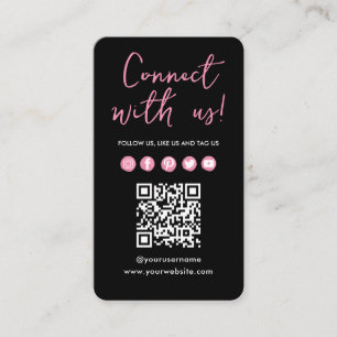 Black Pink Verbinden Sie mit dem QR-Code der Socia Visitenkarte