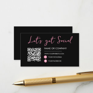 Black Pink Verbinden Sie mit uns Social Media QR C Begleitkarte