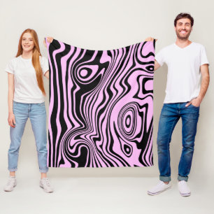 Black Pink Wavy Stripe Fleece Blanket