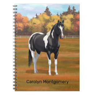 Black Pinto Paint Quarter Horse Stallion Notizblock