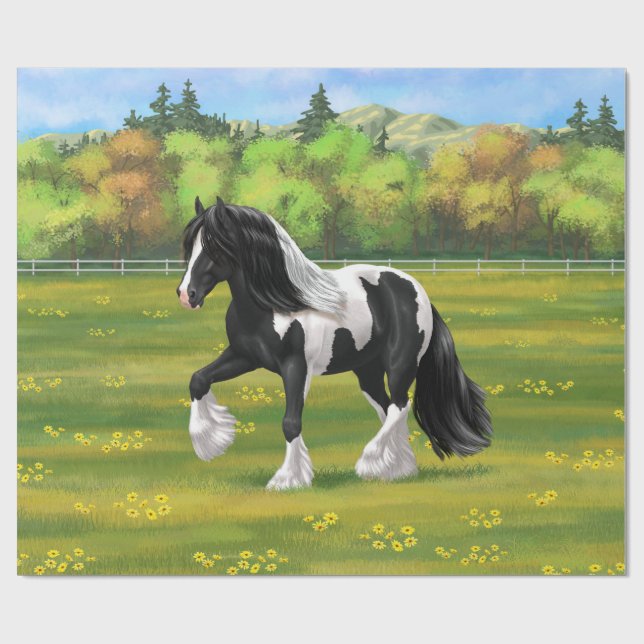 Black Pinto Piebald Sinti und Roma Vanner Entwurf  Geschenkpapier (Flach)