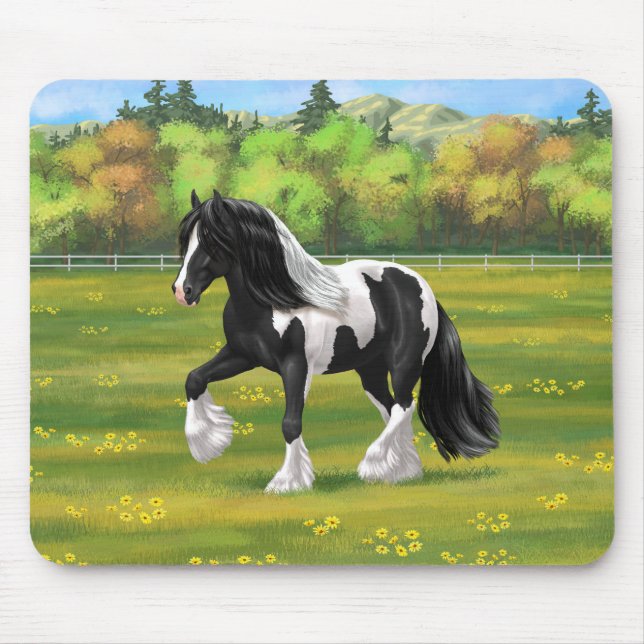 Black Pinto Piebald Sinti und Roma Vanner Entwurf  Mousepad (Vorne)