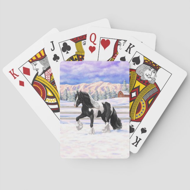 Black Pinto Piebald Sinti und Roma Vanner Entwurf  Spielkarten (Rückseite)