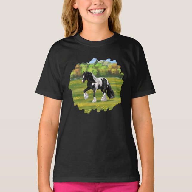 Black Pinto Piebald Sinti und Roma Vanner Entwurf  T-Shirt (Vorderseite)
