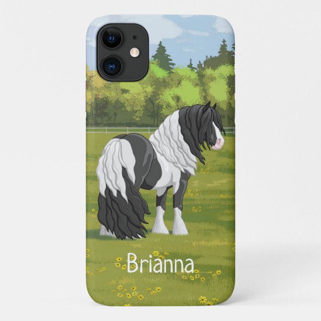 Black Pinto Piebald Sinti und Roma Vanner Pferdewe Case-Mate iPhone Hülle (Rückseite)