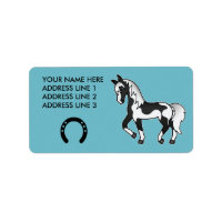 Black Pinto Trotting Cartoon Horse