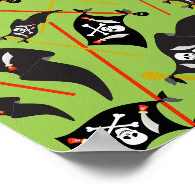 Black Pirate Flag Skulls White Bones Raiding Poster (Ecke)