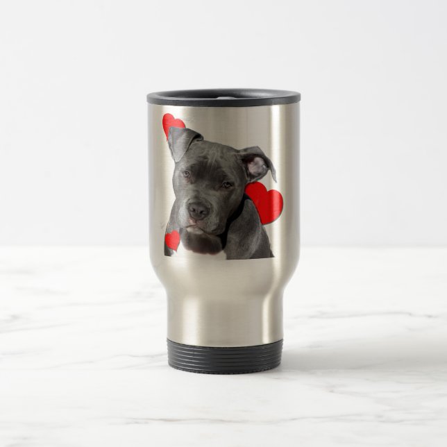 Black Pit Bull Staffordshire Reisebecher (Mittel)