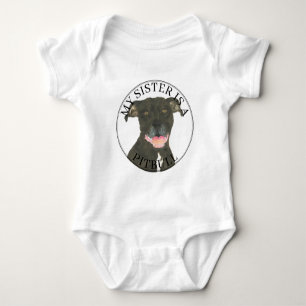 Black Pitbull Dog Big Sister Baby Strampler