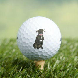 Black Pitbull Staffy Dog Golfball