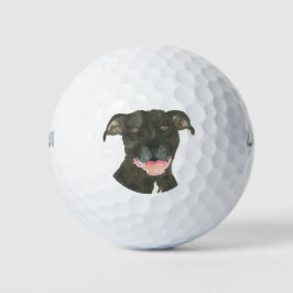 Black Pitbull Staffy Dog Golfball