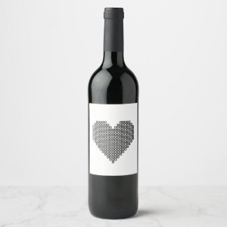 Black pixel heart weinetikett