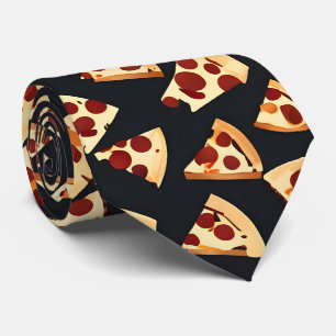 Black Pizza Slices Neck Tie Krawatte