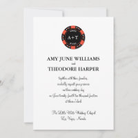 Black Poker Chip Monogramme Vegas Faire-part de ma